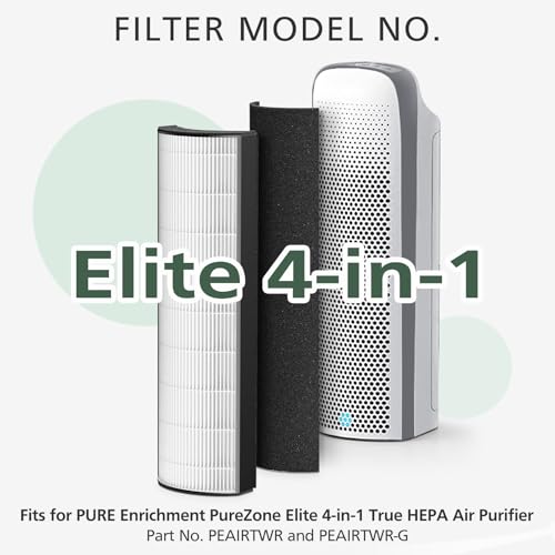  Pure Enrichment PureZone Elite 4-in-1 Air Purifier 2-in-1 HEPA Replacement Filter, Carbon Activated Pre-filter + HEPA A