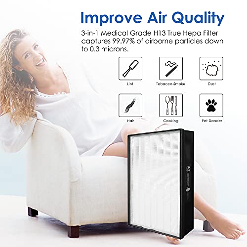 FlinteR Type A2 Replacement Filter for Filtrete Room Air Purifiers, Made in TAIWAN, FAP-C02-A2 Compatible, Ideal for All