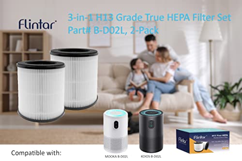 Flintar B-D02L/M05 Replacement Filter, Compatible for MOOKA M05 and B-D02U, Tailulu D10, 3-in-1 H13 True HEPA Filter Set