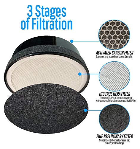 Flintar 3-in-1 H13 Grade True HEPA Replacement Filter for GBlife, CISNO, and TCL Air Purifiers, 2-Pack for Home Use